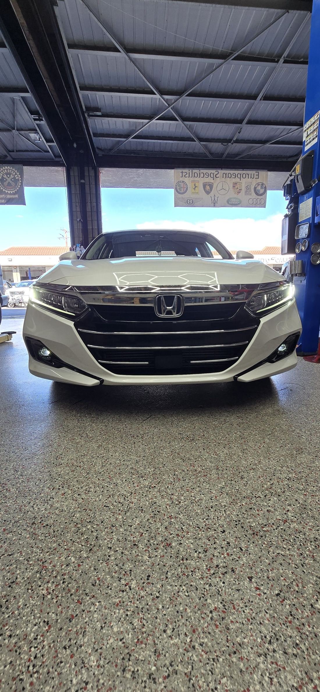 Honda Accord in the bay under the European Specialist brand banner